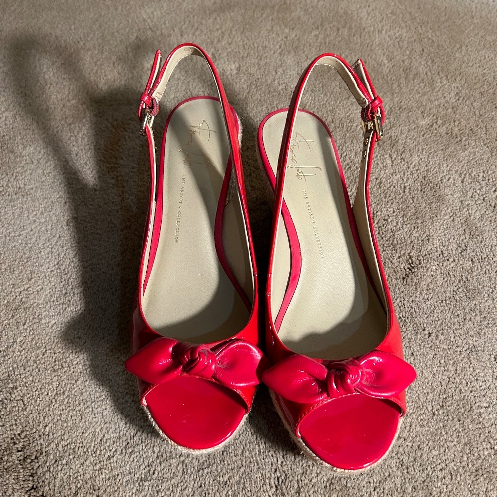 Franco Sarto Red Patent Espadrille Wedges